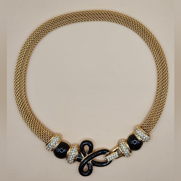 VINTAGE SWAROVSKI CRYSTAL SWAN LOGO NECKLACE - Picture 2 of 6